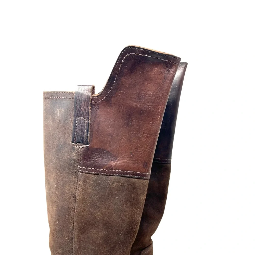 Frye Boots Size 7 B Womens Knee High Heel Brown Leather Riding Suede‎